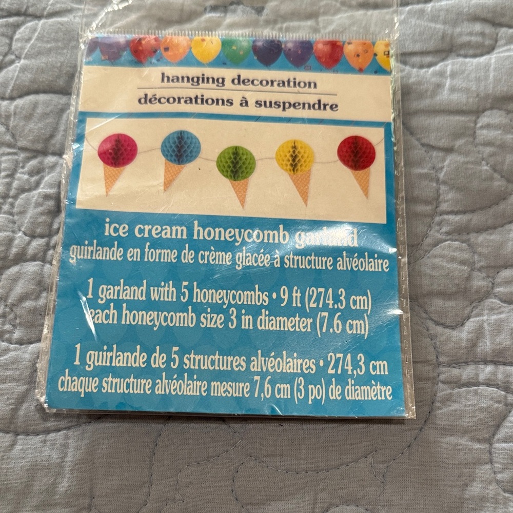 Party City Multicolor Ice Cream Honeycomb Garland